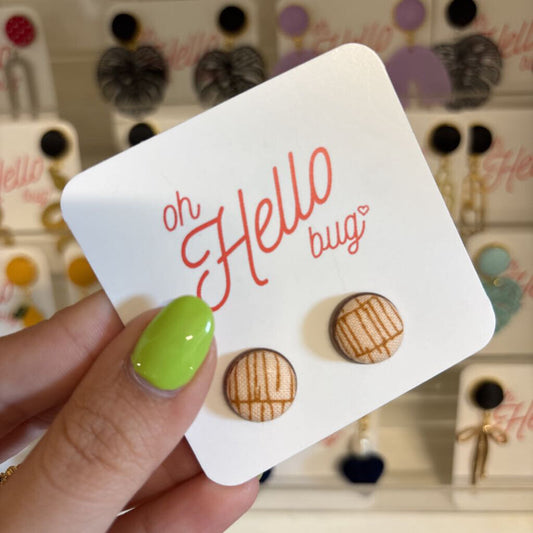 STUD EARRINGS - PEACH LINES