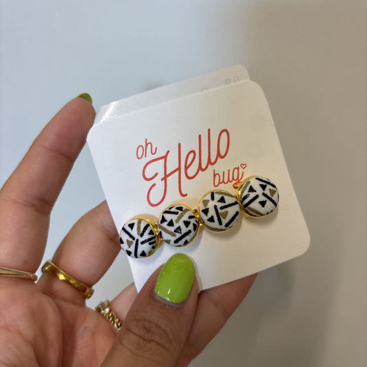 BARRETTES - GOLD/BLACK GEO