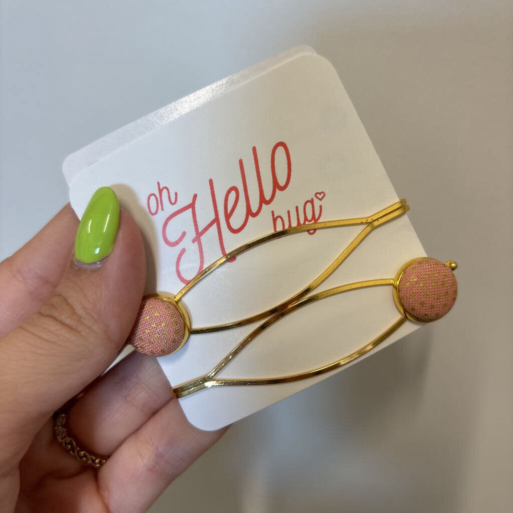 HAIR PINS - PINK/GOLD DOTS