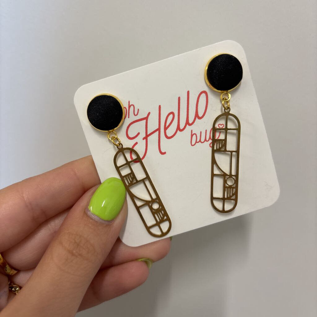 STATEMENT EARRINGS - BLACK ART DECO