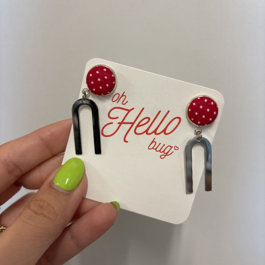 STATEMENT EARRINGS - RED POLKA DOT