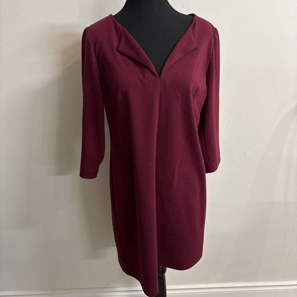 BURGUNDY QUARTER SLEEVE DRESS