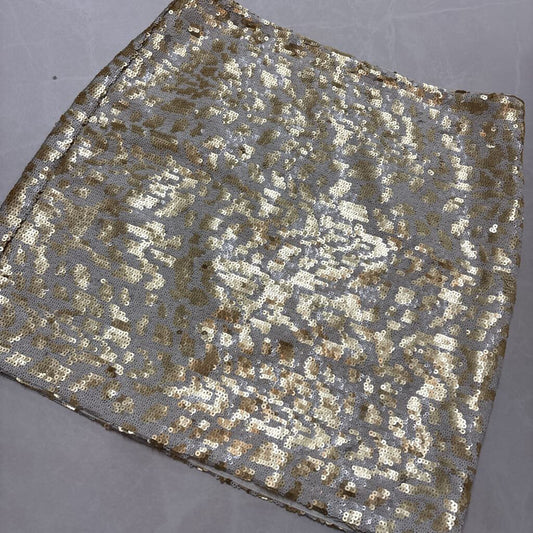 NWT SEQUINS GOLD & WHITE MINI SKIRT