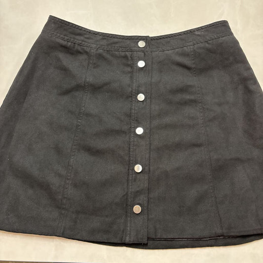 SUEDE BLACK BUTTON-UP SKIRT