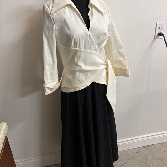 COLLARED BLACK & WHITE FORMAL DRESS