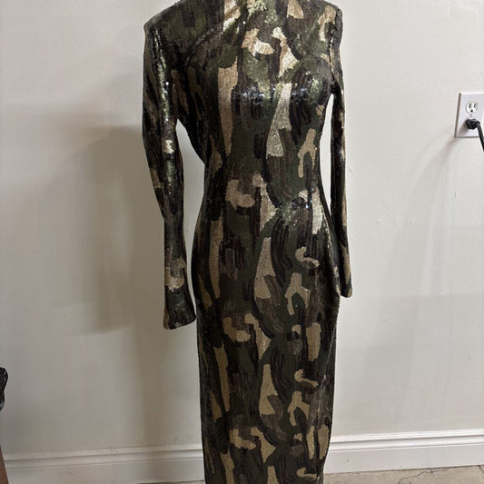 NWT ZARA CAMO PRINT SEQUINS DRESS