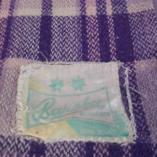 VTG BAROBA PURPLE TARTAN WOOL BLANKET