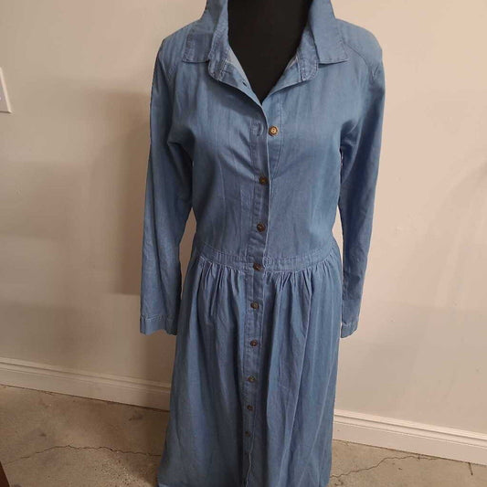 BUTTON FRONT DENIM MAXI DRESS