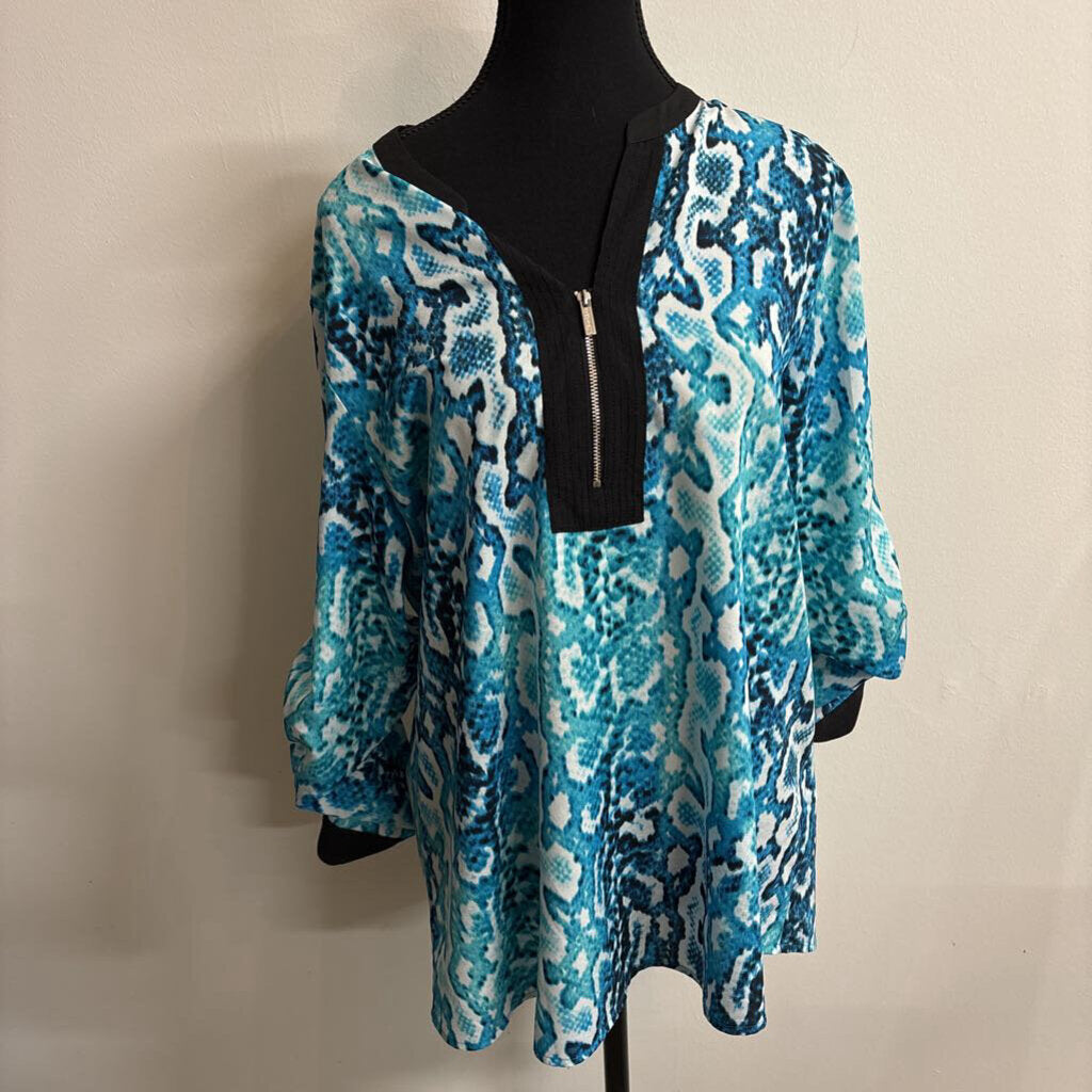 BLUE CK QUARTER-SLEEVE BLOUSE