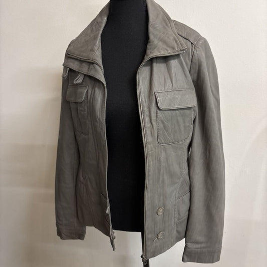 GREY DANIER LEATHER UTILITY JACKET
