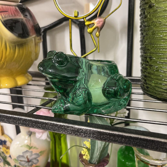 VTG GREEN FROG VOTIVE CANDLE / TOOTHPICK HOLDER