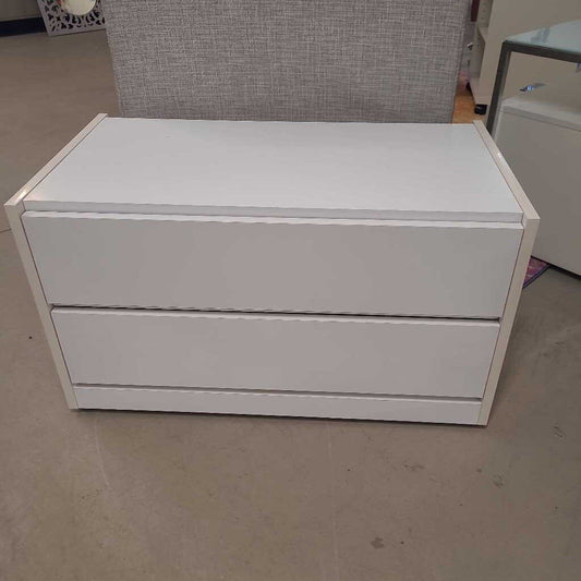 2 DRAWER WHITE MELAMINE NIGHTSTAND