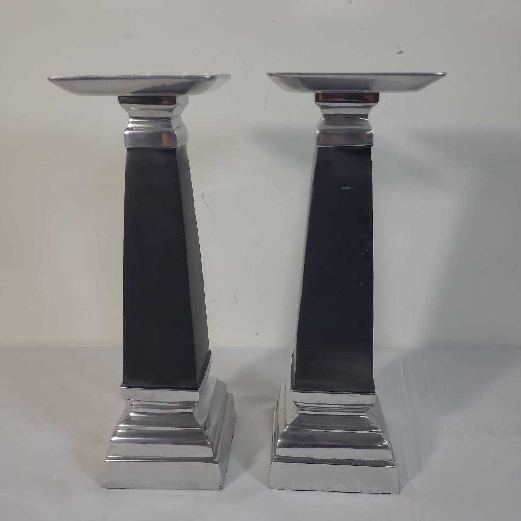 PR BLACK & CHROME CANDLE HOLDERS