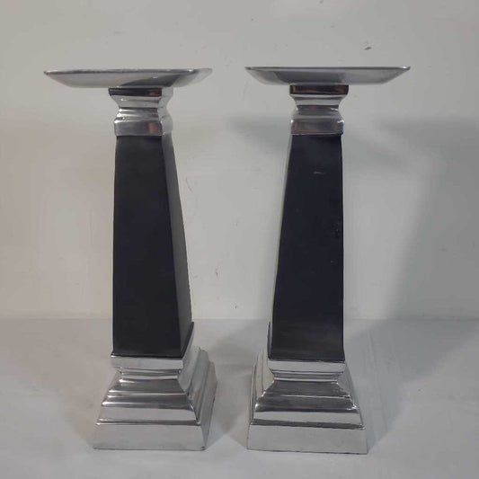 PR BLACK & CHROME CANDLE HOLDERS