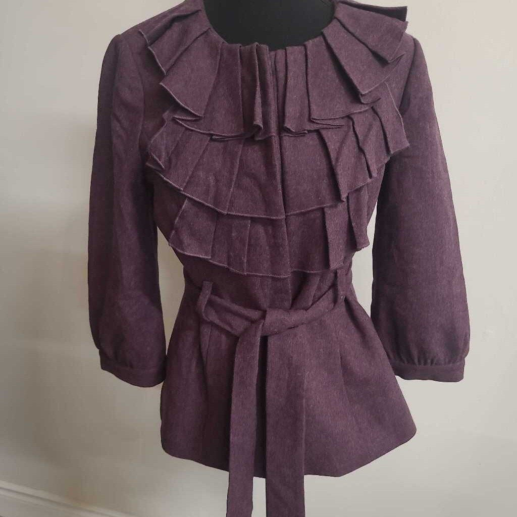 PURPLE RUFFLED JACKET WITH BELT