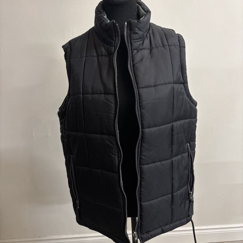 BLACK/GREY QUILTED PUFFER VEST