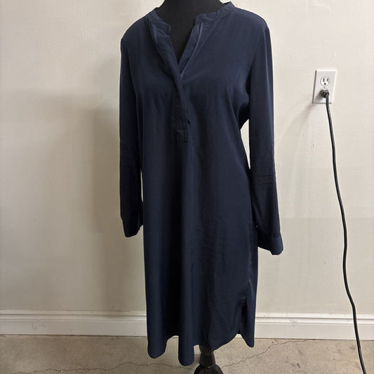 BALLOON SLEEVE NAVY DRESS