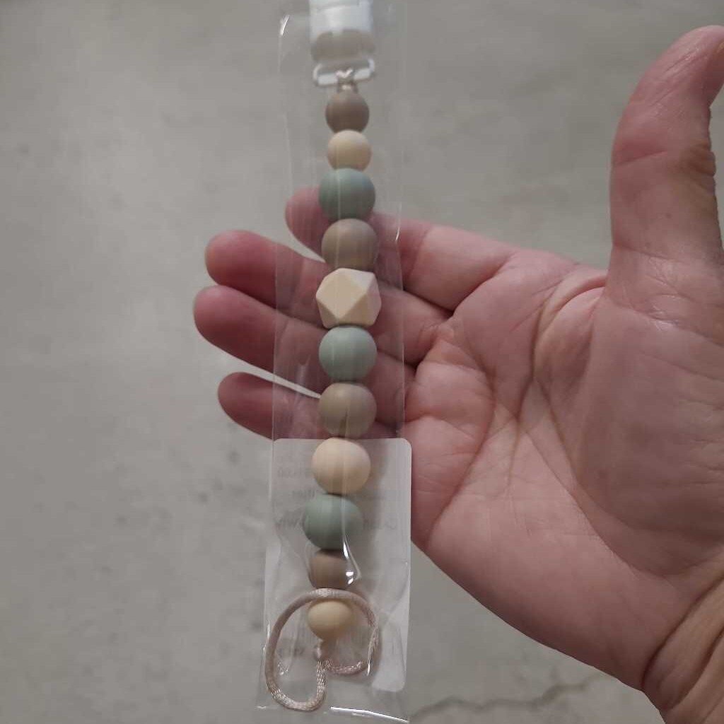 Silicone Pacifier Clip - Cream,Sage,Brown