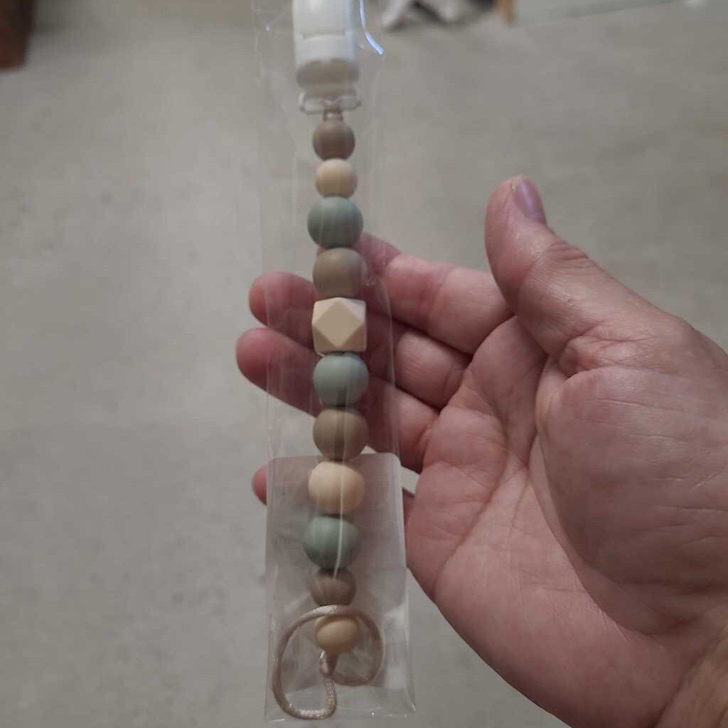 Silicone Pacifier Clip - Cream,Sage,Brown