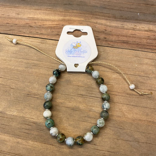 BRACELET - (A) TREE AGATE, AFRICAN TURQ