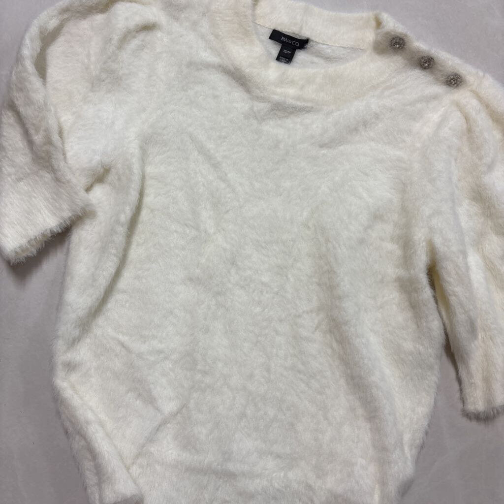 ELBOW-SLEEVE MOCK NECK FUR SWEATER