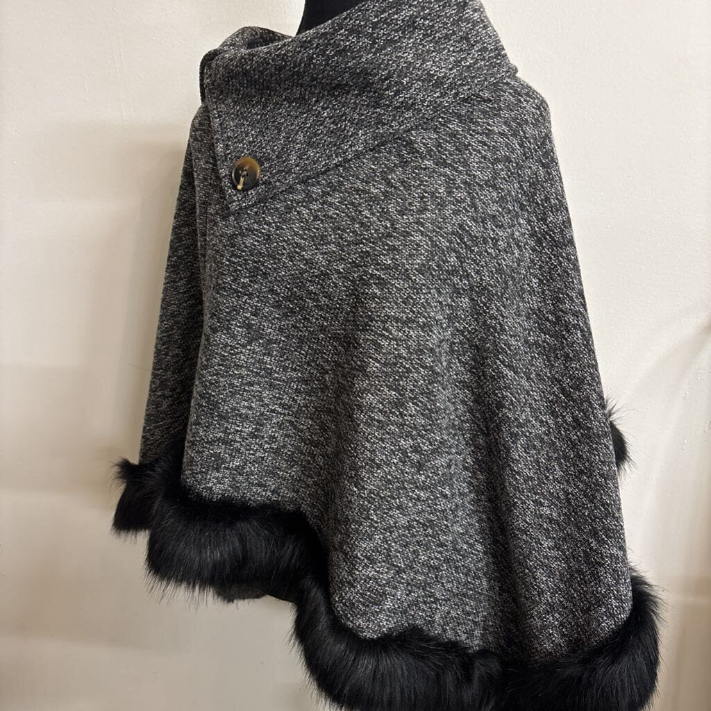 FUR LINED GREY PONCHO
