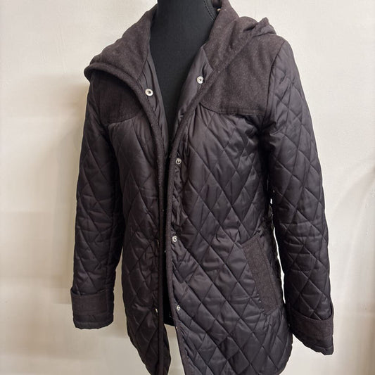 BROWN HOODED QUILT JACKET