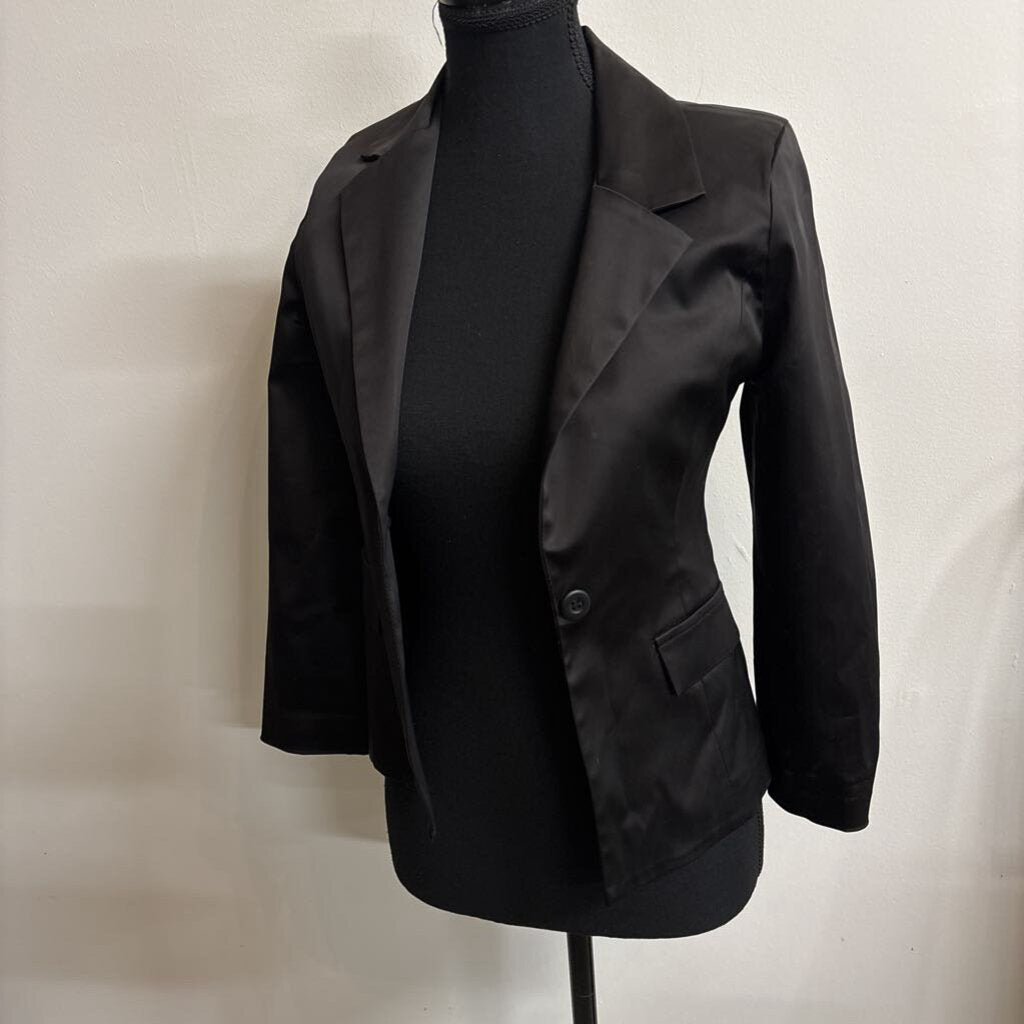 BLACK PERRY ELLIS SATIN BLAZER