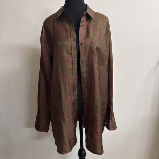 BROWN SILK BUTTON DOWN