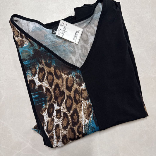 BLACK AND ANIMAL PRINT TOP