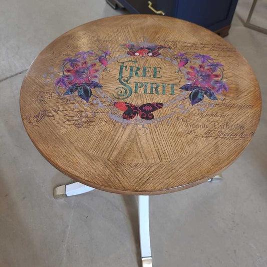 NEWLY REFINISHED ROUND ACCENT TABLE