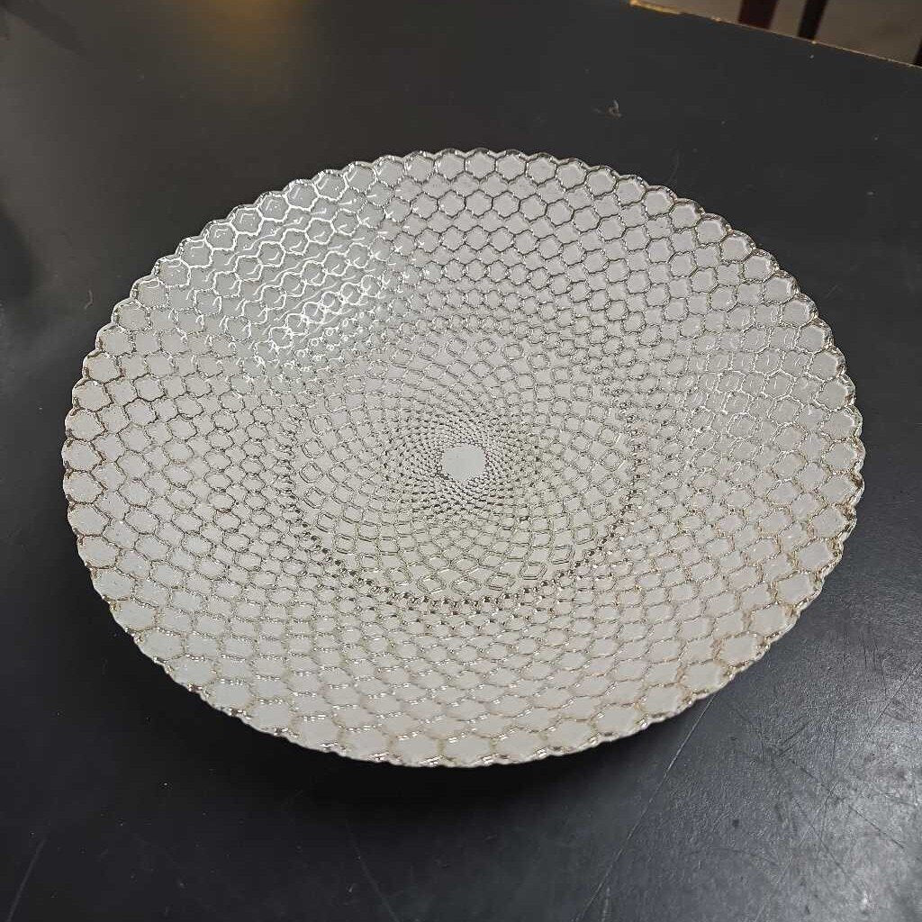 WHITE & SILVER DECORATIVE BOWL