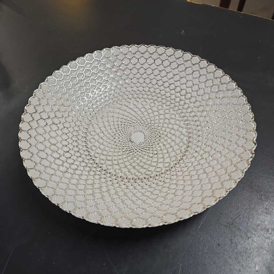 WHITE & SILVER DECORATIVE BOWL