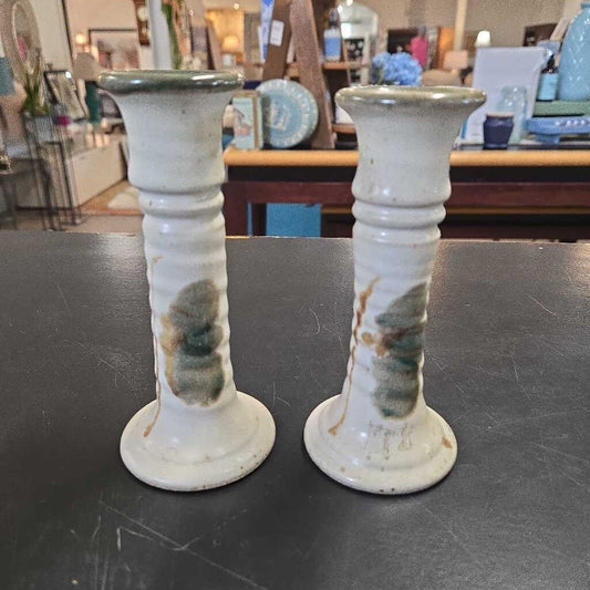 PR POTTERY CANDLESTICKS