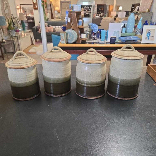 S/4 POTTERY CANISTERS
