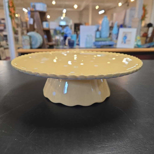 YELLOW POLKA DOT CAKE PLATE