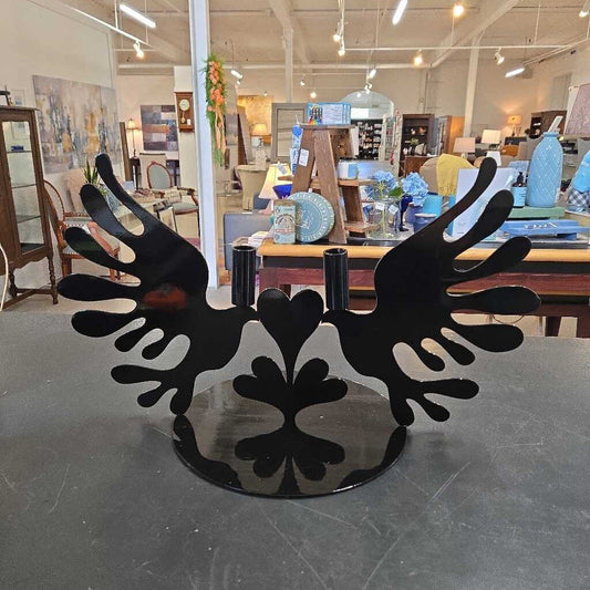 CRATE & BARREL LOVEBIRDS BLACK METAL CANDELABRA