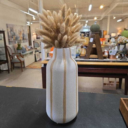 11" SAND STRIPE STONEWARE VASE
