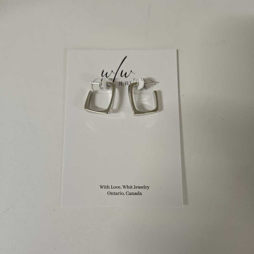 OPEN SQUARE HOOP - SILVER BRASS
