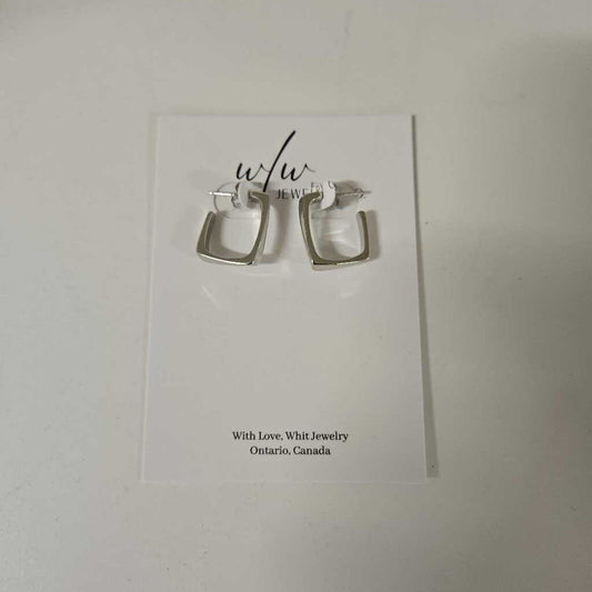 OPEN SQUARE HOOP - SILVER BRASS