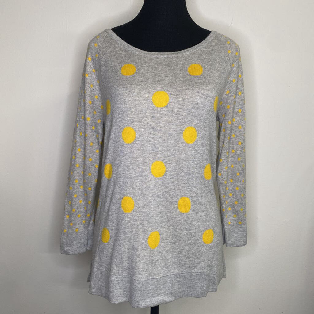 BANANA REPUBLIC - GREY TOP W/ YELLOW POLKA DOTS