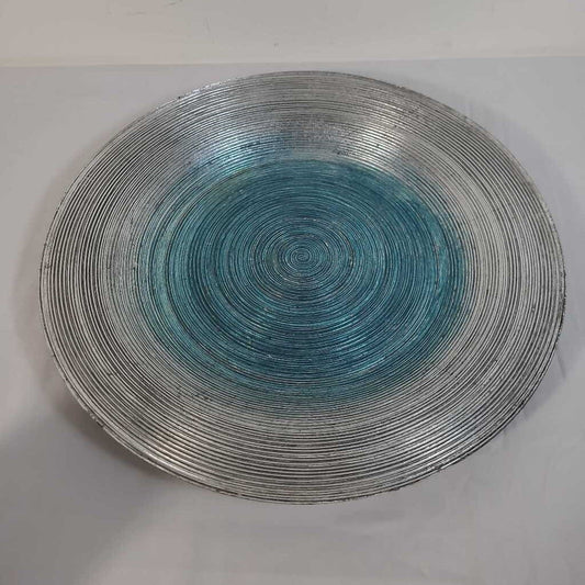 BLUE/SILVER GLASS PLATE