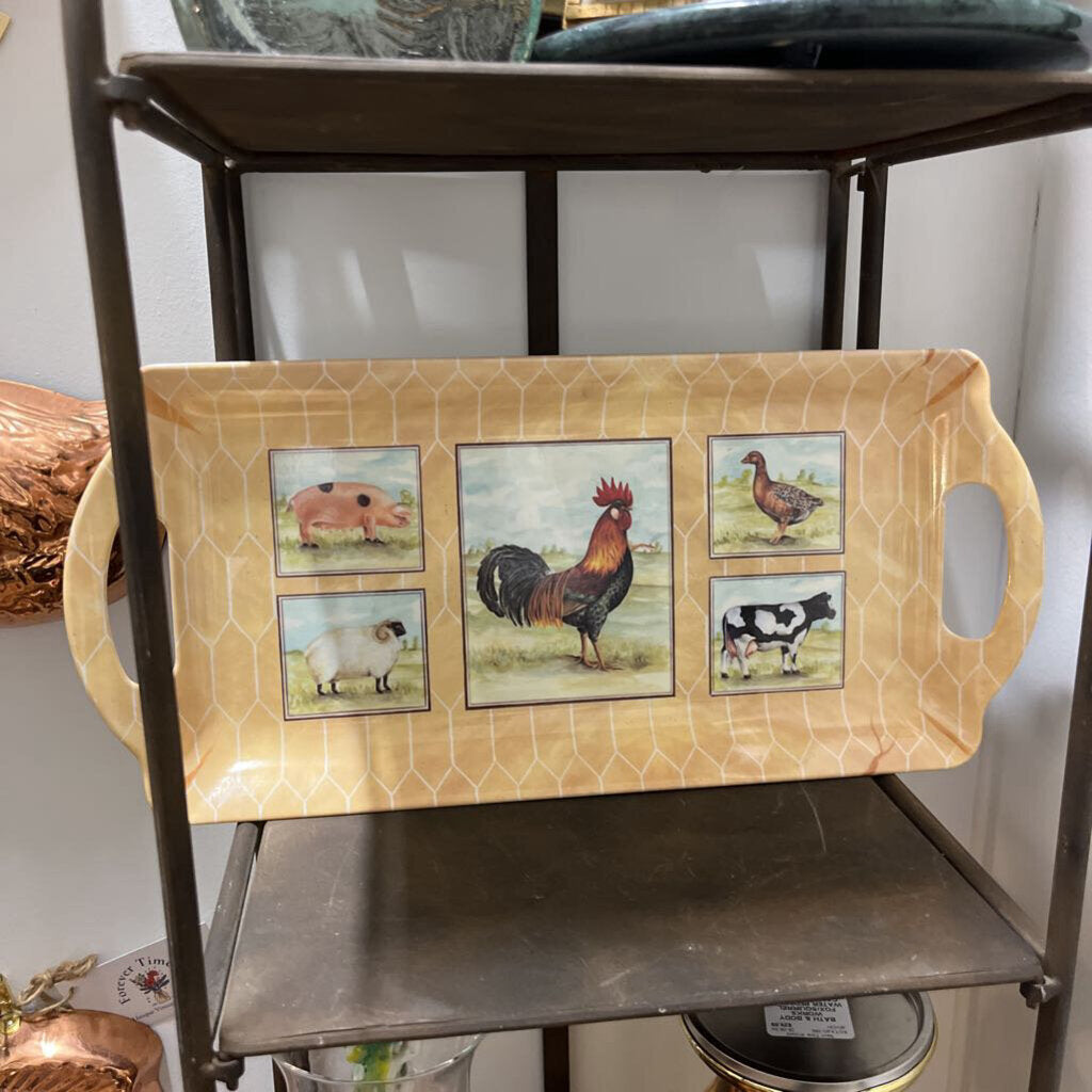 MELAMINE TRAY WITH FARM ANIMALS MADE IN ITALY