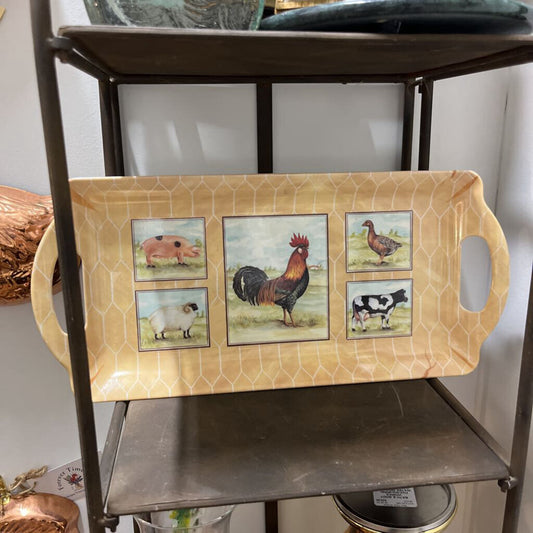 MELAMINE TRAY WITH FARM ANIMALS MADE IN ITALY