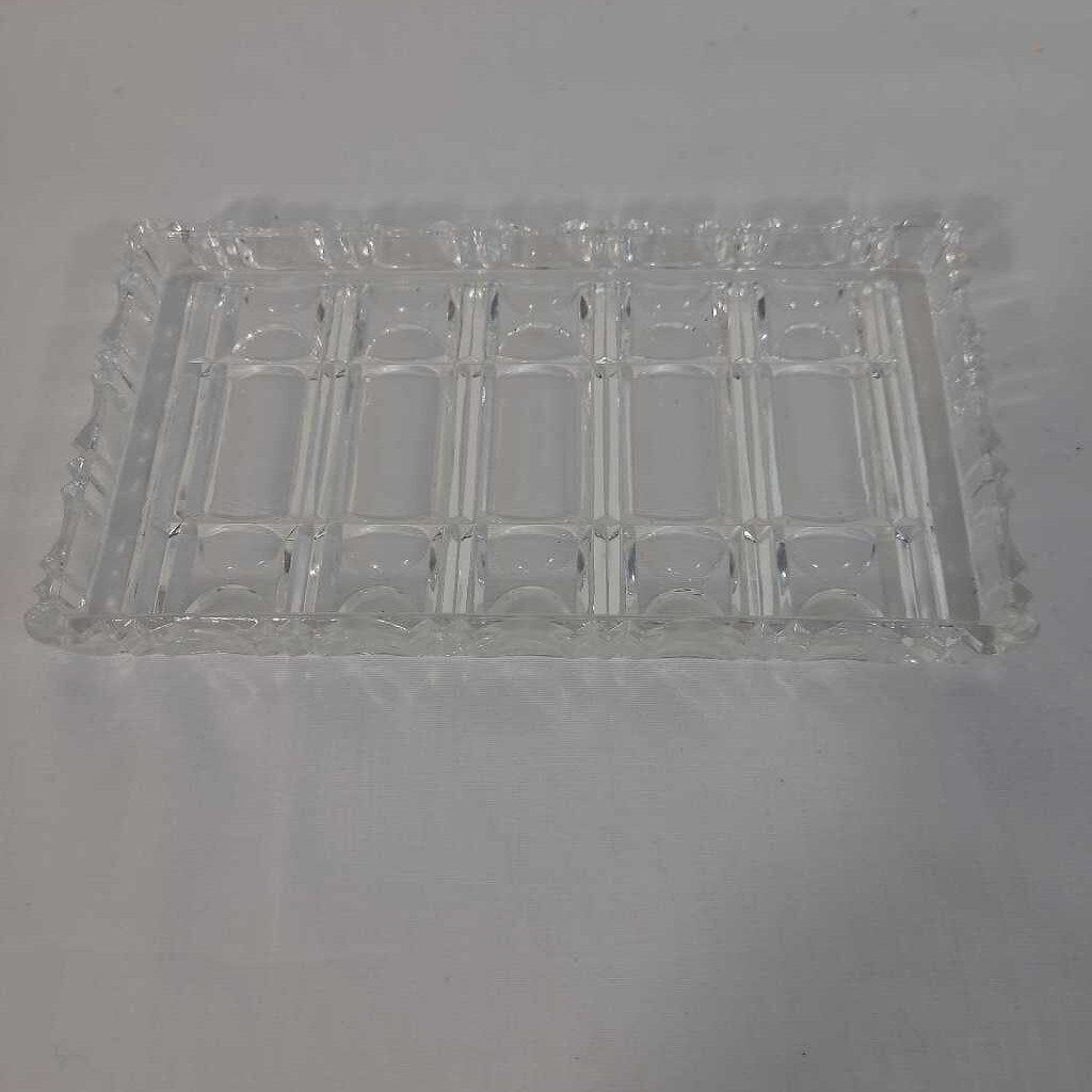 BOHEMIA CRYSTAL CREAM & SUGAR W/SERVING PLATTER