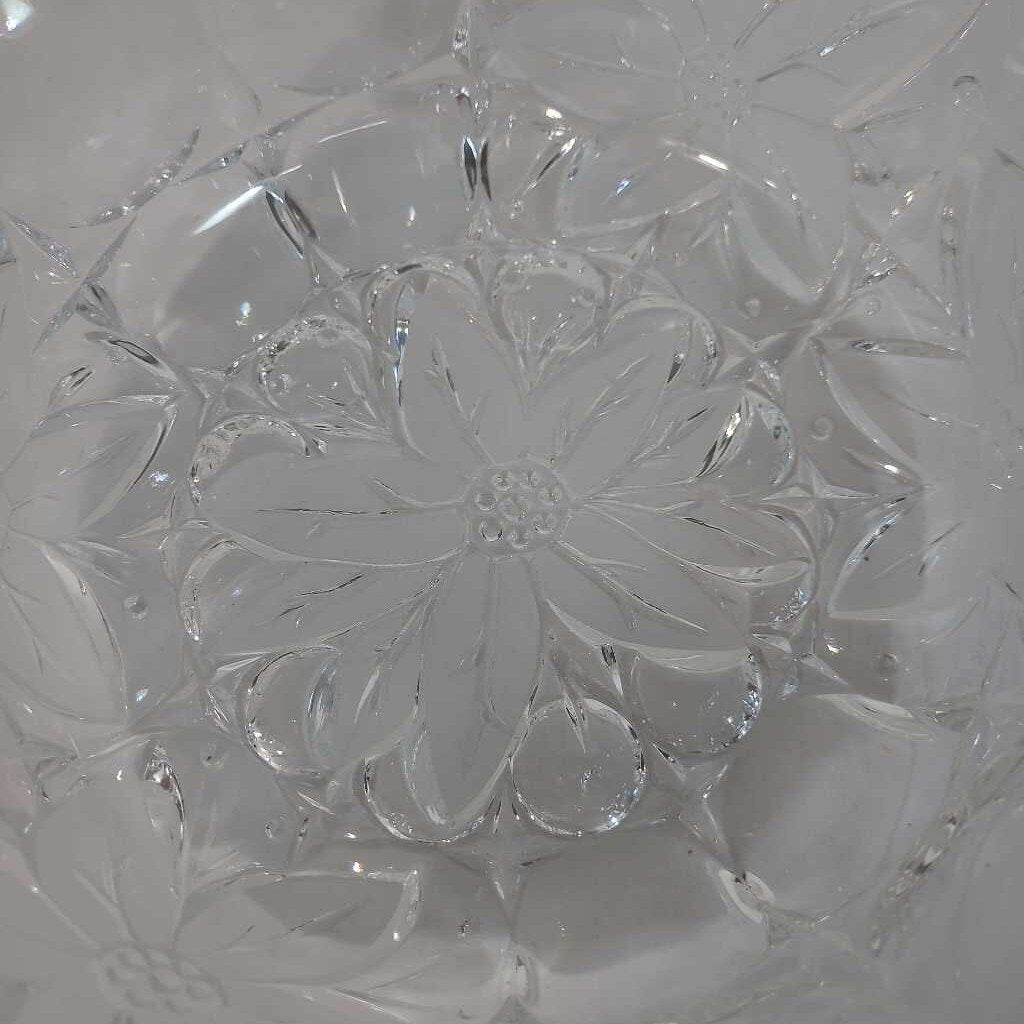 VTG HEAVY CRYSTAL BOWL W/ETCHED FLOWERS