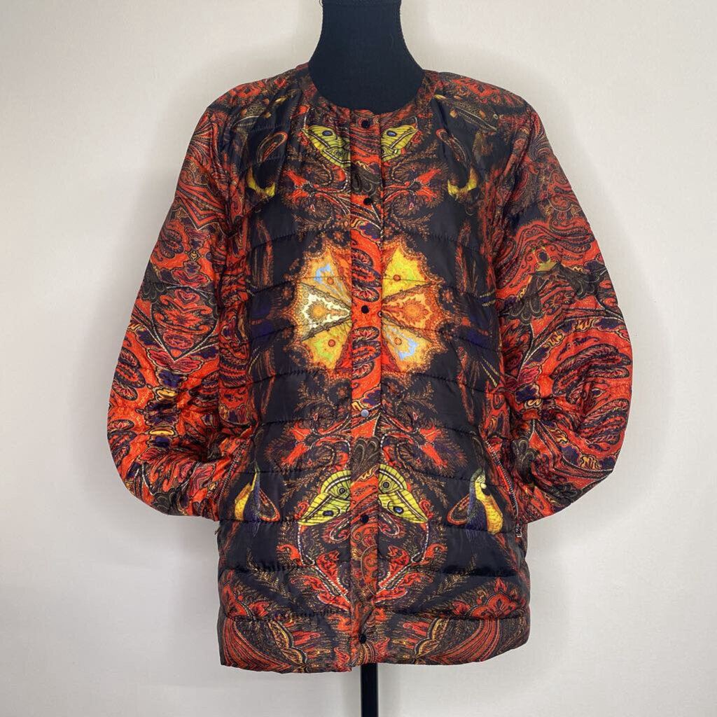 DESIGUAL - RED PAISLEY PRINT PUFFER JACKET