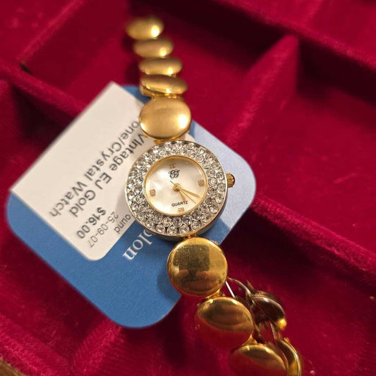VIntage EJ Gold Tone/Crystal Watch