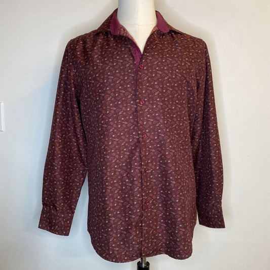 SUSLO COUTURE - RED L/S PAISLEY PATTERN BUTTON UP