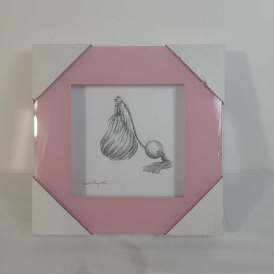 PINK GLASS FRAMED PURFUME BOTTLE